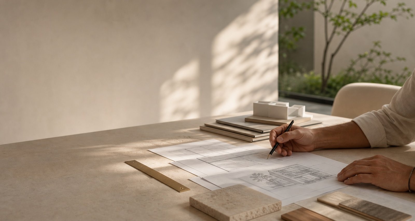 Mesa de trabajo con planos y documentos para orientar un avalúo